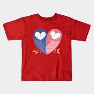 Owl Heart Couple Kids T-Shirt
